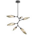 Rock Crystal Modern Vine Chandelier - Matte Black / Chilled Bronze