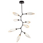 Rock Crystal Modern Vine Chandelier - Matte Black / Chilled Amber