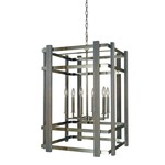 Arcadia Box Chandelier - Polished Nickel / Weathered Gray