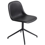 Fiber Side Chair Swivel Base - Black / Black Leather