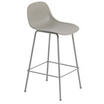 Fiber Stool With Backrest Tube Base - Gray / Grey