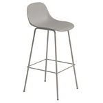 Fiber Stool With Backrest Tube Base - Gray / Grey