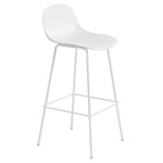 Fiber Stool With Backrest Tube Base - White / White