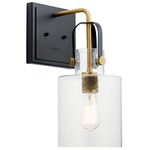 Kitner Wall Sconce - Natural Brass / Clear Seeded