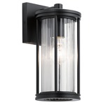 Barras Outdoor Wall Sconce - Black / Clear Ribbed