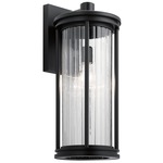 Barras Outdoor Wall Sconce - Black / Clear Ribbed