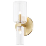 Tabitha Wall Sconce - Aged Brass / Clear Ribbed