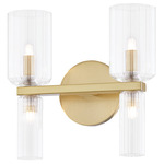 Tabitha Bathroom Vanity Light - Aged Brass / Clear Ribbed