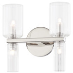 Tabitha Bathroom Vanity Light - Polished Nickel / Clear Ribbed