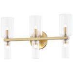 Tabitha Bathroom Vanity Light - Aged Brass / Clear Ribbed