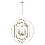 Geosphere Chandelier - Polished Nickel / Parisian Gold Leaf