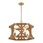 Structure Chandelier - Satin Brass / Medium Oak