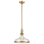 Rutherford Glass Pendant - Satin Brass / Clear Seeded