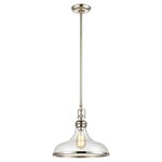 Rutherford Glass Pendant - Polished Nickel / Clear Seeded