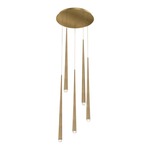 Cascade Round Multi Light Pendant - Aged Brass / Clear