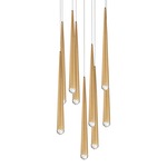 Cascade Round Multi Light Pendant - Aged Brass / Clear