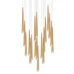 Cascade Round Multi Light Pendant - Aged Brass / Clear