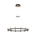 Albany Round Chandelier - Black / Brass / White