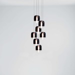 Gong Mini Multi Light Pendant with Round Canopy - Anodized Aluminum / Black