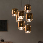 Gong Mini Multi Light Pendant with Round Canopy - Anodized Aluminum / Copper Metalized