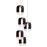 Gong Mini Multi Light Pendant with Round Canopy - Matte Silver / Black