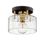 Bergamot Station Flush Ceiling Light - Bronze / Brushed Brass / Clear