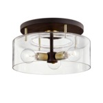 Bergamot Station Flush Ceiling Light - Bronze / Brushed Brass / Clear