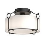 Bow Semi Flush Ceiling Light - Black / Opal