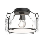 Bow Semi Flush Ceiling Light - Black / Water Glass