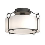 Bow Semi Flush Ceiling Light - Natural Iron / Opal