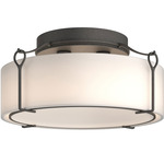 Bow Semi Flush Ceiling Light - Natural Iron / Opal