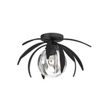 Dahlia Globe Ceiling Light Fixture - Black / Water Glass
