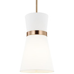 Clark Pendant - Satin Brass / White Linen