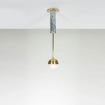 Meridian Single Sphere Pendant - White Marble / Brass