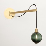 Drape Arm 1 Sconce Small Globe - Brushed Brass / Transparent Smoke