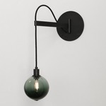 Drape Arm 1 Sconce Small Globe - Dark Oxidized / Transparent Smoke