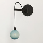 Drape Arm 1 Sconce Small Globe - Dark Oxidized / Opaque New Blue