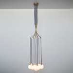 Drape Skirt Chandelier - Brushed Brass / Opaque White