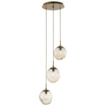 Aster Round Multi Light Pendant - Gilded Brass / Amber