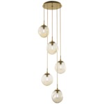 Aster Round Multi Light Pendant - Gilded Brass / Amber