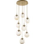 Aster Round Multi Light Pendant - Gilded Brass / Amber