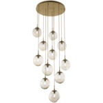 Aster Round Multi Light Pendant - Gilded Brass / Amber