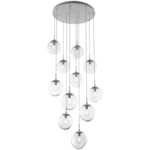 Aster Round Multi Light Pendant - Beige Silver / Clear