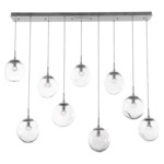 Aster Gem Linear Multi Light Pendant - Beige Silver / Clear Floret