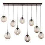 Aster Gem Linear Multi Light Pendant - Flat Bronze / Bronze Geo