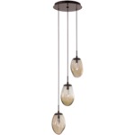 Meteo Gem Round Multi Light Pendant - Flat Bronze / Bronze Geo