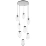 Meteo Gem Round Multi Light Pendant - Beige Silver / Clear Floret