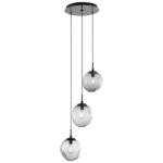 Aster Round Multi Light Pendant - Matte Black / Smoke