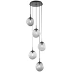 Aster Round Multi Light Pendant - Matte Black / Smoke