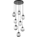 Aster Round Multi Light Pendant - Matte Black / Smoke